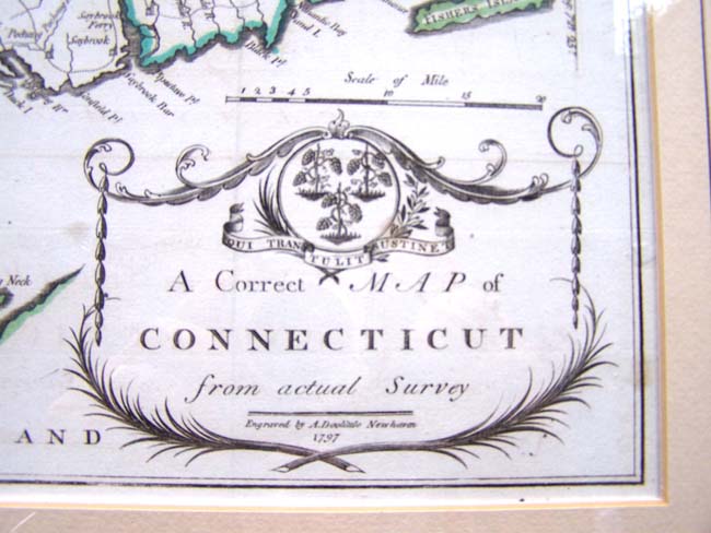 "A Correct Map of Connecticut" engraved by Amos Doolittle, New Haven, in 1797. — image 2